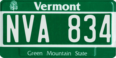 VT license plate NVA834