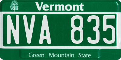 VT license plate NVA835