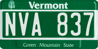 VT license plate NVA837
