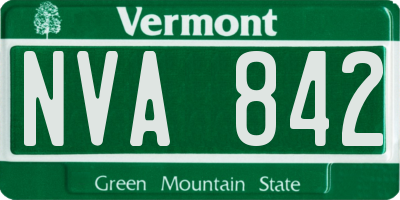 VT license plate NVA842