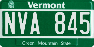 VT license plate NVA845