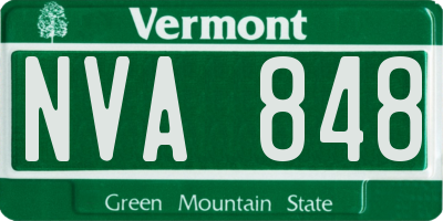 VT license plate NVA848