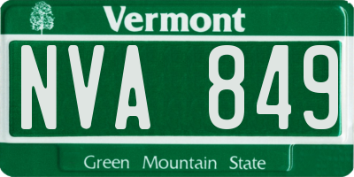VT license plate NVA849
