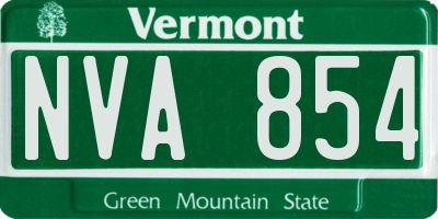 VT license plate NVA854