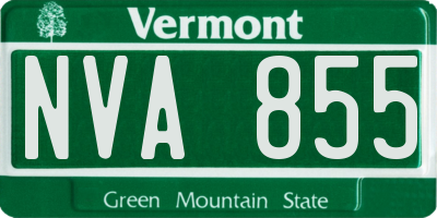 VT license plate NVA855