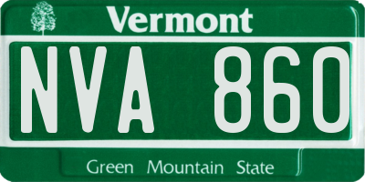 VT license plate NVA860