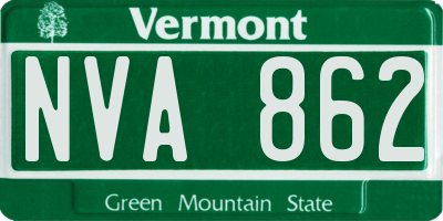 VT license plate NVA862