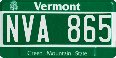 VT license plate NVA865