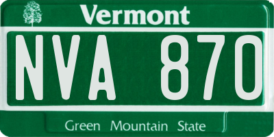 VT license plate NVA870