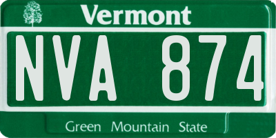 VT license plate NVA874
