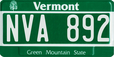 VT license plate NVA892