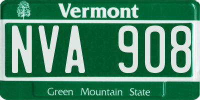 VT license plate NVA908