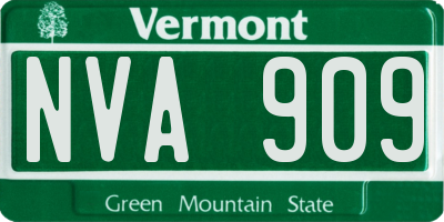 VT license plate NVA909
