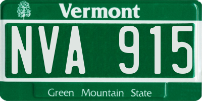 VT license plate NVA915