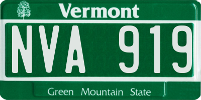VT license plate NVA919