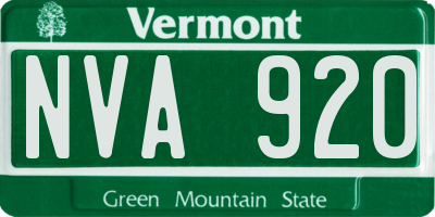 VT license plate NVA920