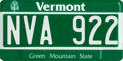 VT license plate NVA922