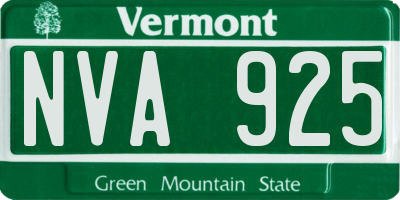 VT license plate NVA925