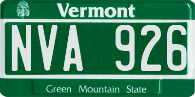 VT license plate NVA926