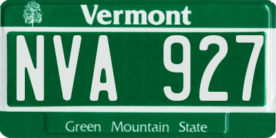 VT license plate NVA927