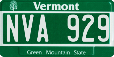 VT license plate NVA929
