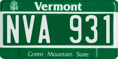 VT license plate NVA931