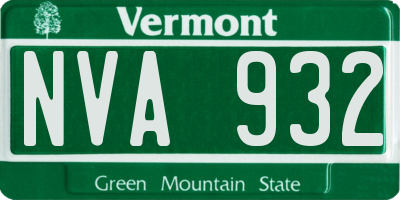 VT license plate NVA932
