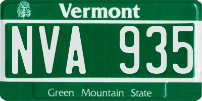 VT license plate NVA935