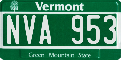 VT license plate NVA953