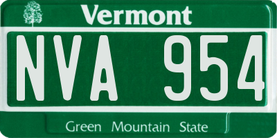VT license plate NVA954
