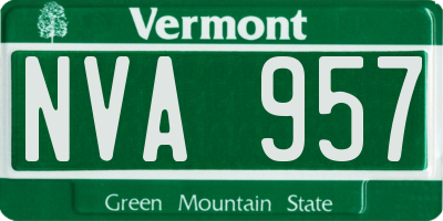 VT license plate NVA957