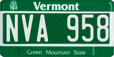 VT license plate NVA958