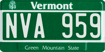 VT license plate NVA959