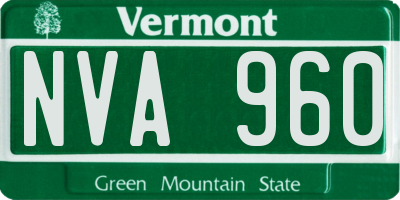 VT license plate NVA960