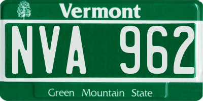 VT license plate NVA962