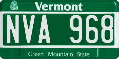 VT license plate NVA968