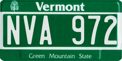 VT license plate NVA972