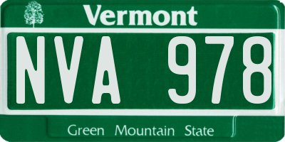 VT license plate NVA978