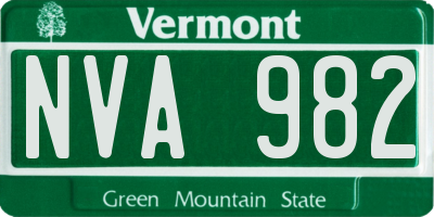 VT license plate NVA982