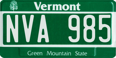 VT license plate NVA985