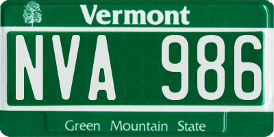 VT license plate NVA986