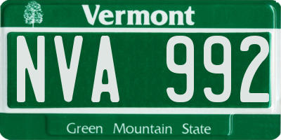 VT license plate NVA992