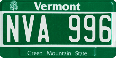 VT license plate NVA996