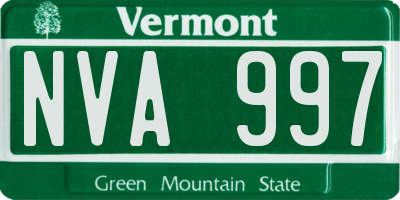 VT license plate NVA997