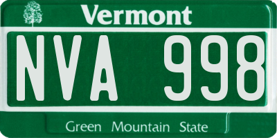 VT license plate NVA998