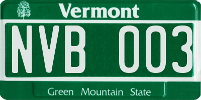 VT license plate NVB003