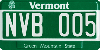 VT license plate NVB005