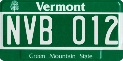 VT license plate NVB012