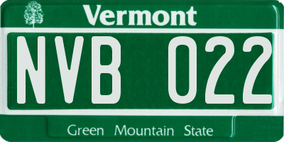 VT license plate NVB022