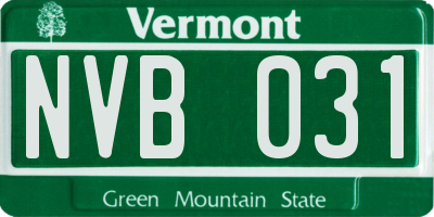 VT license plate NVB031